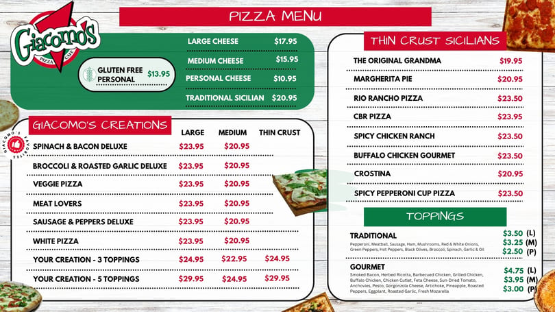 Giacomo's Digital Menu Page 3